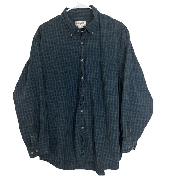Sedgefield Button Down Long Sleeve Flannel Fall Green And Blue Size XL - Picture 1 of 8